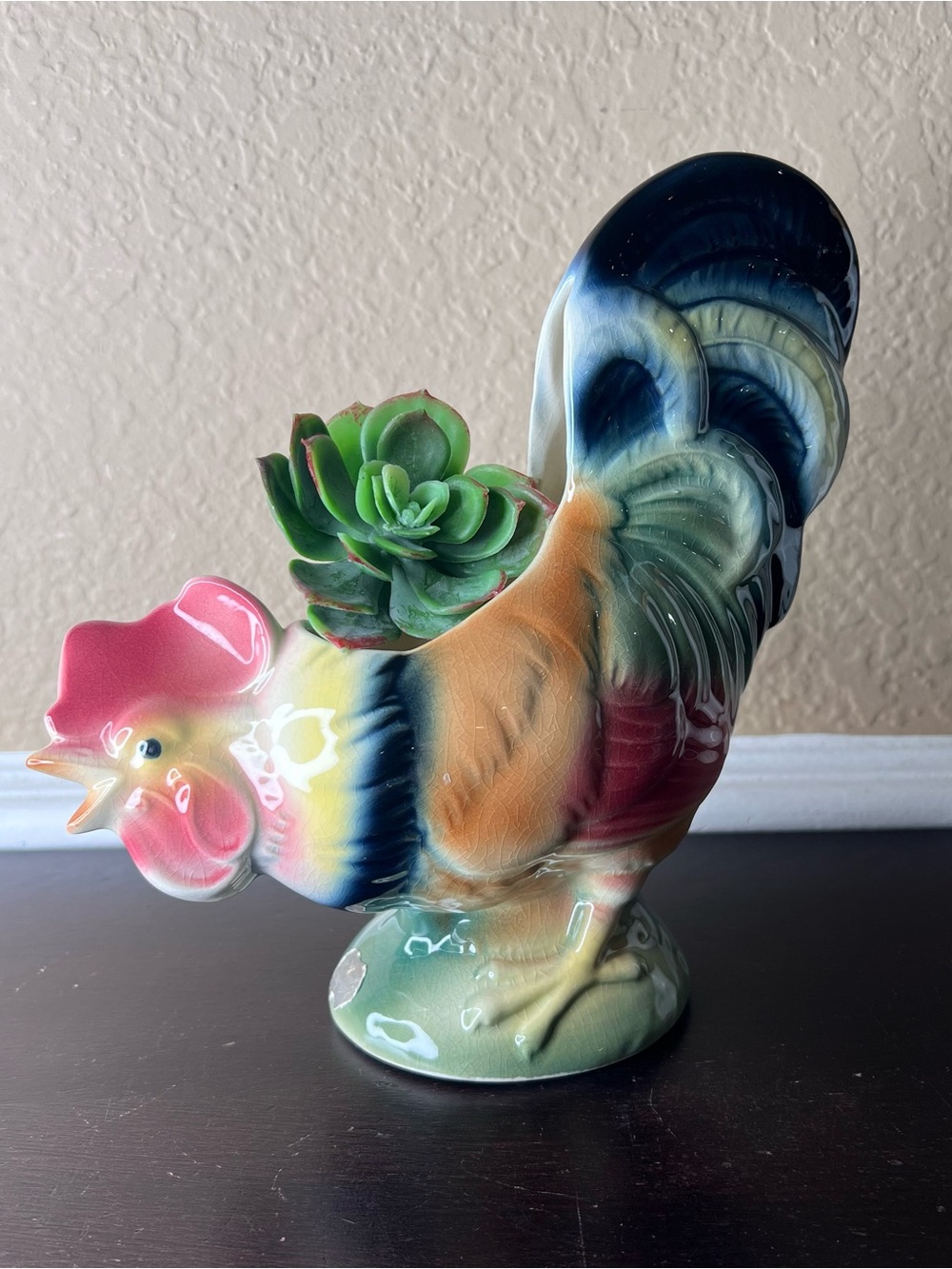 Vintage 1950s Royal Copley Farmhouse Rooster Planter